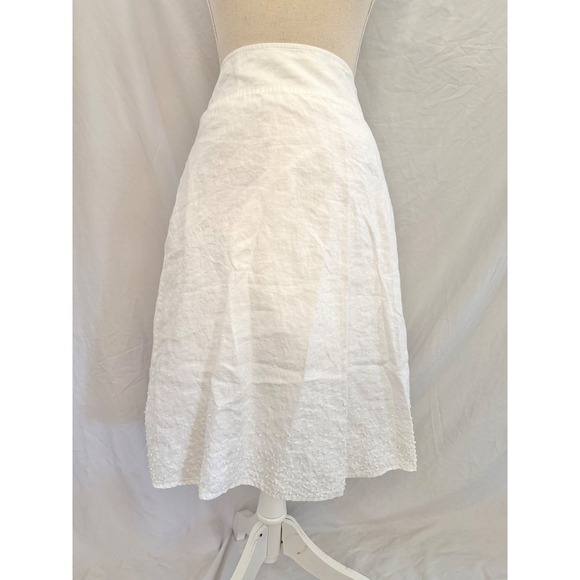 Eileen Fisher Dresses & Skirts - Eileen Fisher Skirt Women White Irish Linen Textured Hem A-Line Midi Small